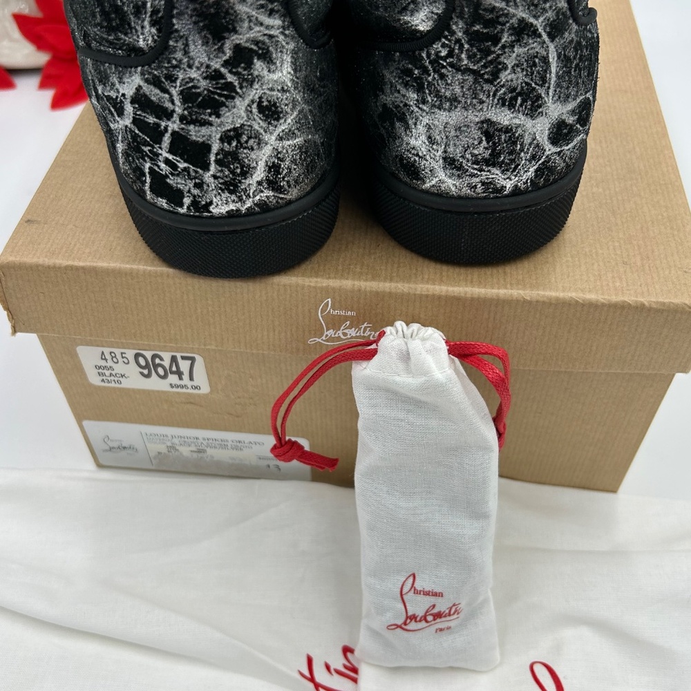 Men’s Christian Louboutin Louis Junior, black storm print leather size 43 - Picture 7 of 12